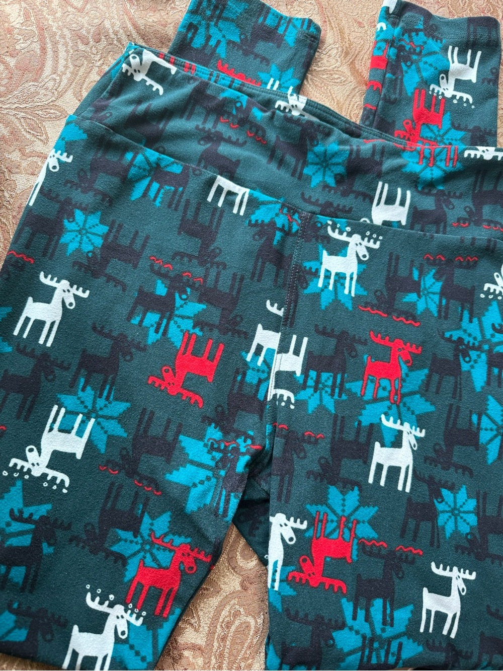 LuLaRoe Women's One-Size Leggings Christmas Holiday Christmas & Deer Pattern -18